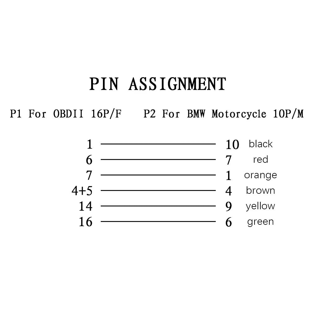 OBD2 adapterkabel til BMW motorsykkel 10 pin