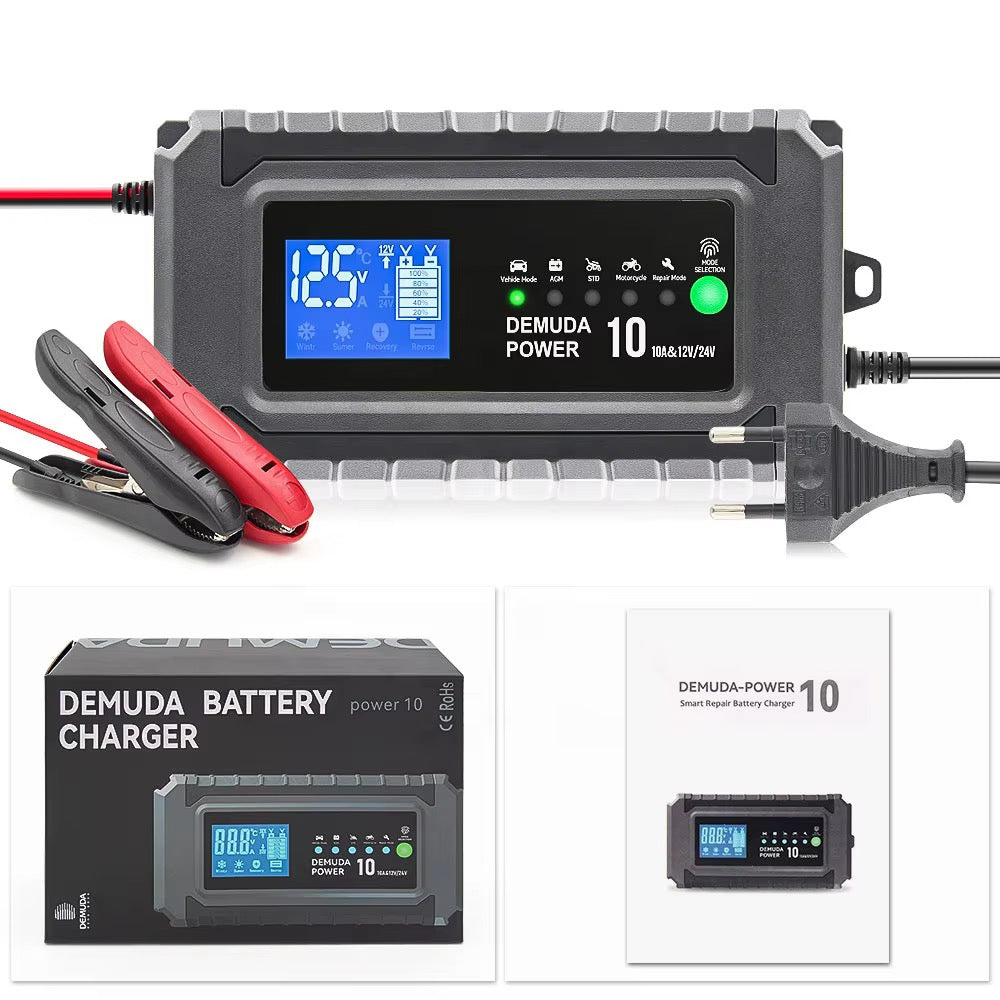 12V/24V Automatisk batterilader med pulsreparasjon