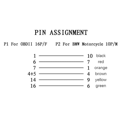 OBD2 adapterkabel til BMW motorsykkel 10 pin